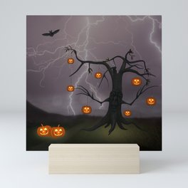 SCARY HALLOWEEN TREE Mini Art Print