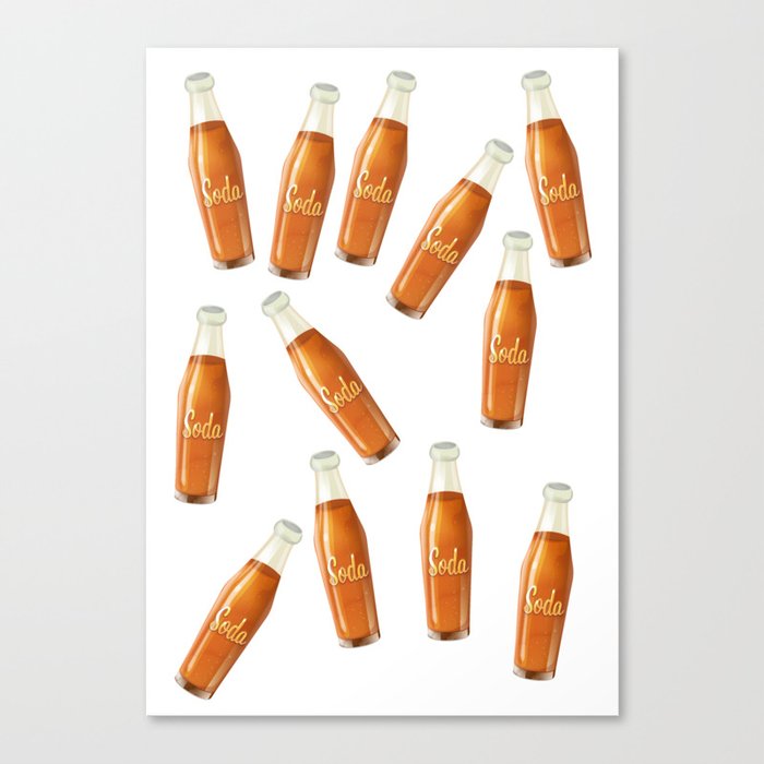 Vintage Soda Bottles Pattern Canvas Print