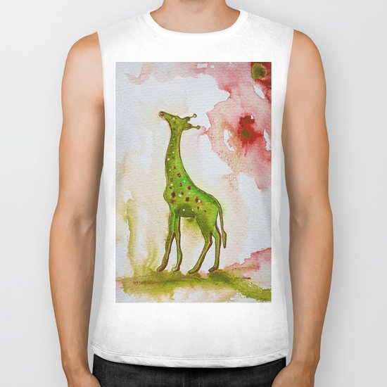 Green giraffe Biker Tank