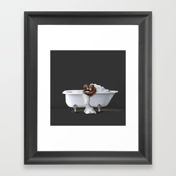 Orangutans in Bath Framed Art Print