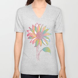 Hippie Peace Love Peace Sign Cute Flower V Neck T Shirt