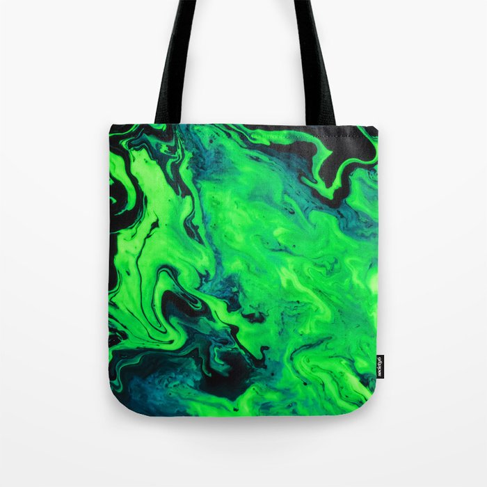 Black and Green Marble Painting Tote Bag