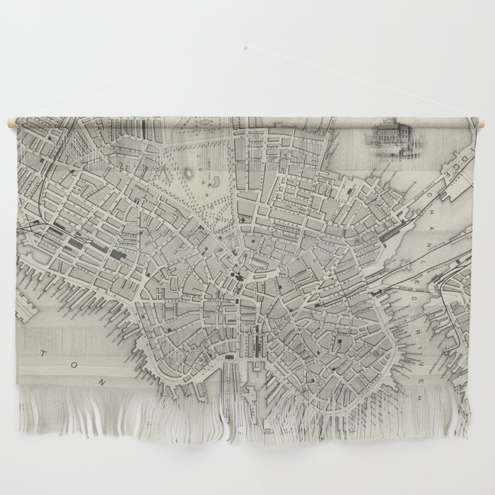 Vintage Map of Boston MA (1838) Wall Hanging