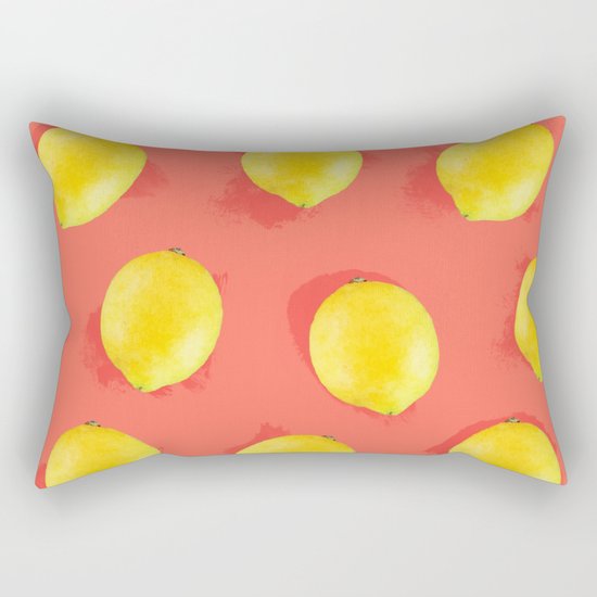 Watercolor Lemons Rectangular Pillow