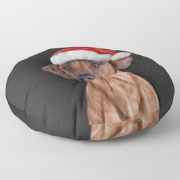 Drawing Vizsla Pointer in red hat of Santa Claus  Floor Pillow