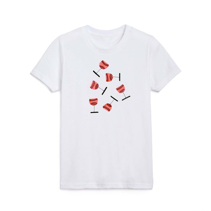 Wine Glasses-Coral  Kids T Shirt