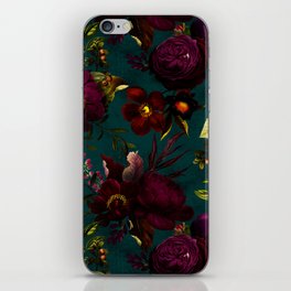 Before Midnight Vintage Flowers Garden iPhone Skin | Flowers, Botanical, Cottagecore, Summer, Rose, Tropical, Floral, Retro, Garden, Night 