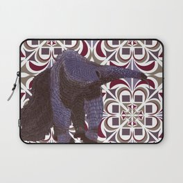 Giant anteater walking on a purple patterned background Laptop Sleeve