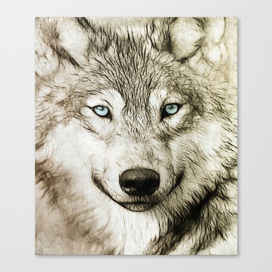 Smokey Sketched Wolf Canvas Print