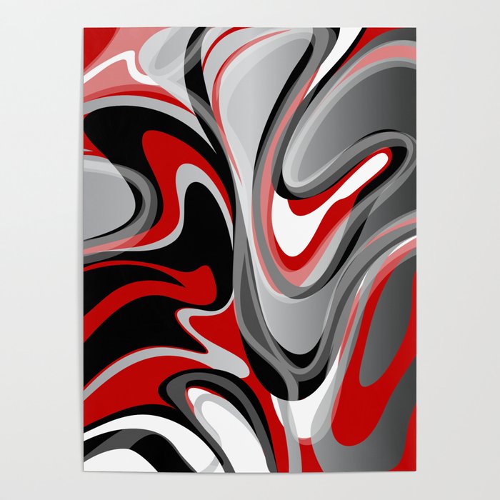 Liquify - Red, Gray, Black, White Poster