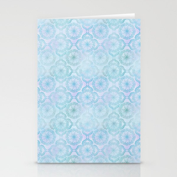 Blue Floral Batik Pattern Stationery Cards