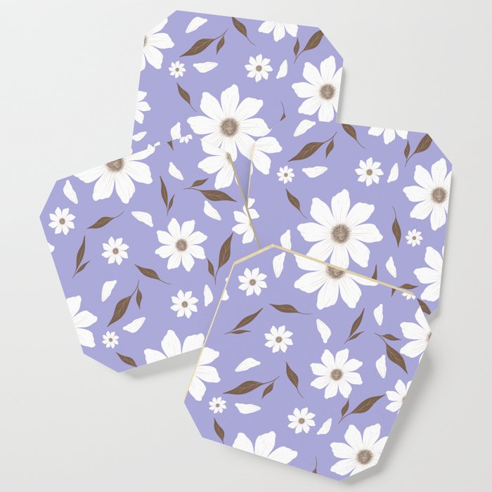Flowers and leafs purple Coaster