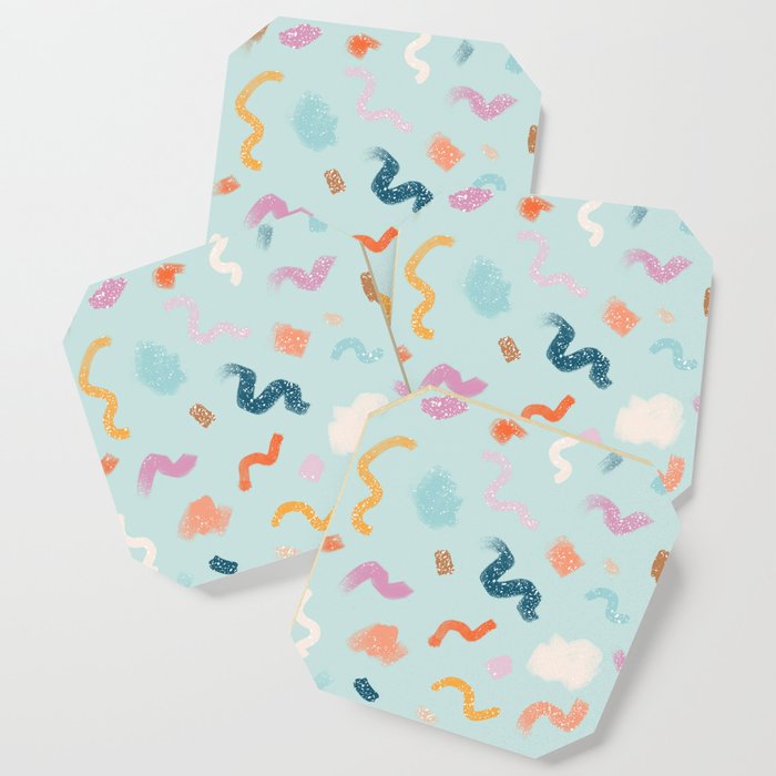 Abtract Colorful Brush Pattern Coaster
