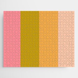 Four Stripes Retro Minimalist Pattern Pink Avocado Lime Pastel Marigold Pale Blush  Jigsaw Puzzle