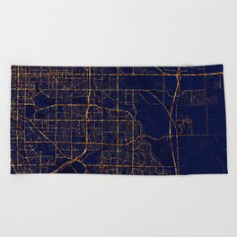 Aurora, Colorado, USA Map  - City At Night Beach Towel