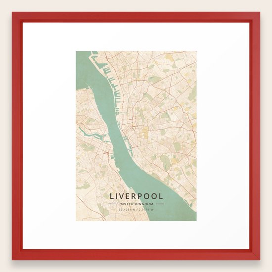 Liverpool, United Kingdom - Vintage Map Framed Art Print ...