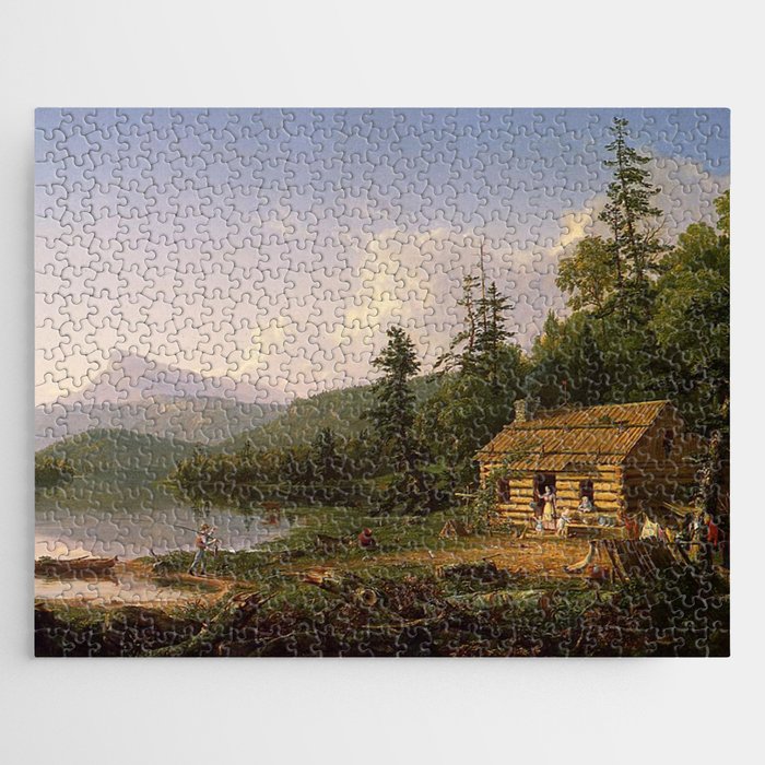 Father returning to his rustic house by the lake after fighing Jigsaw Puzzle