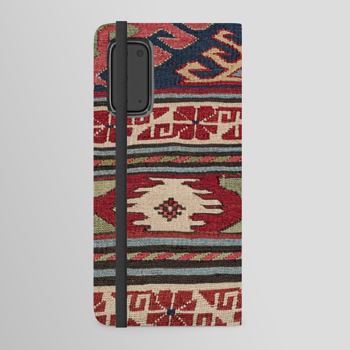 Yellow Red Star Fire Sumakh 19th Century Authentic Colorful Aztec Vibes Vintage Patterns Android Wallet Case