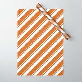 [ Thumbnail: Chocolate and White Colored Pattern of Stripes Wrapping Paper ]