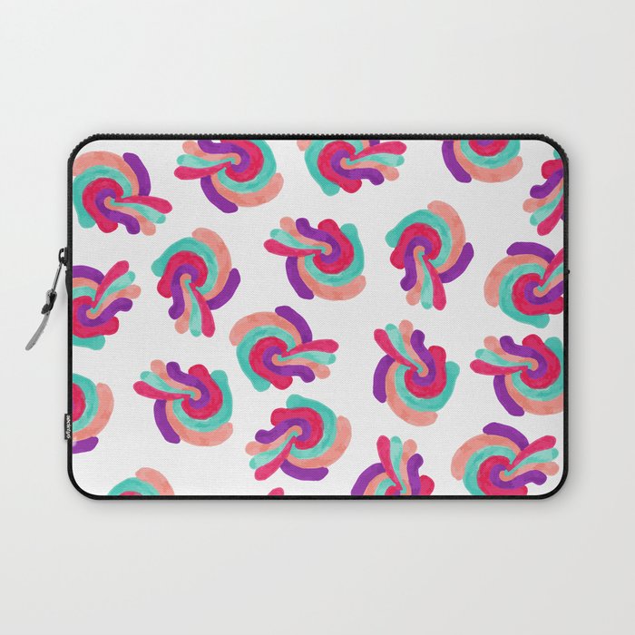 Retro 70's Groovy Swirly Paint Coral Red Purple Laptop Sleeve