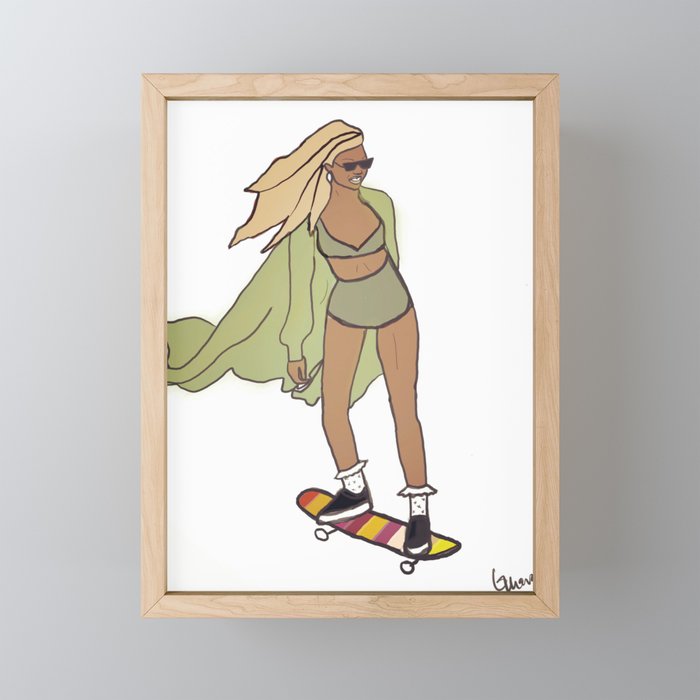 Skater Girl Framed Mini Art Print