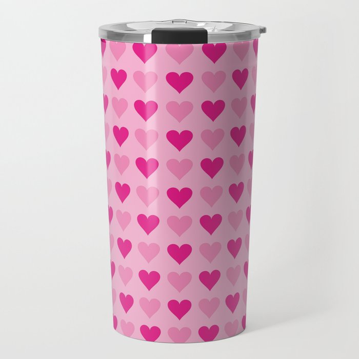 Pink Hearts No. 2 | Heart Pattern | Love Hearts | Patterns | Love | Romance | Valentines Travel Mug