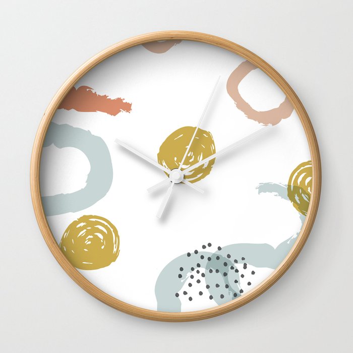 Happy Arches and Circles Retro Rainbow Pattern Abstract Wall Clock