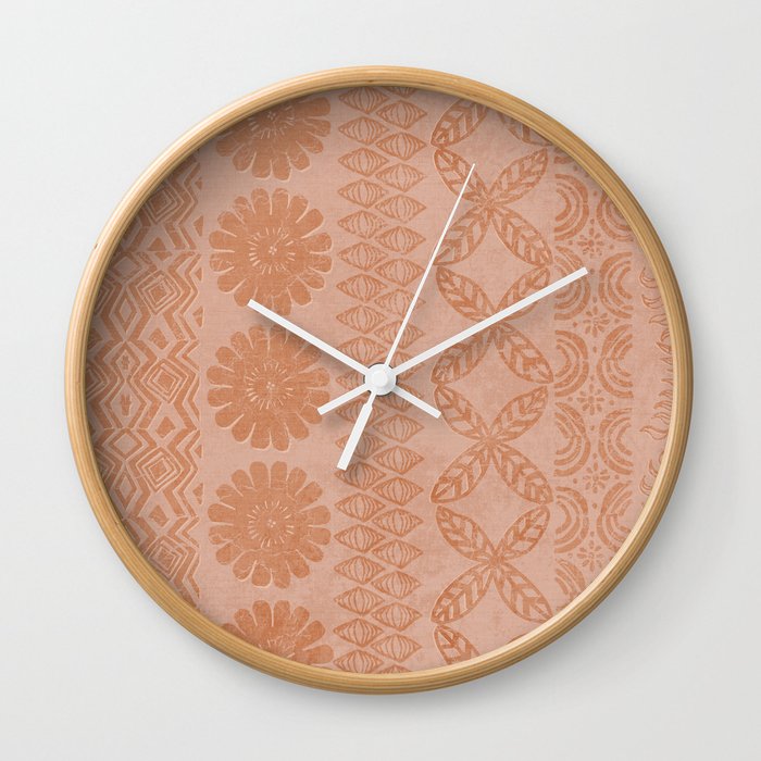 Vintaged hawaiian print coral pattern Wall Clock