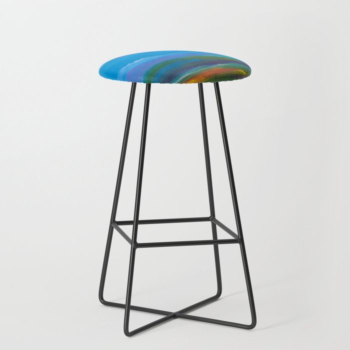Meadow Hills Landscape Painting Bar Stool