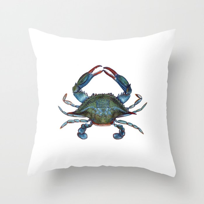 Maryland Blue Crab Throw Pillow
