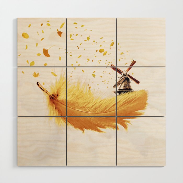 Air Feather • Yellow Feather I Wood Wall Art