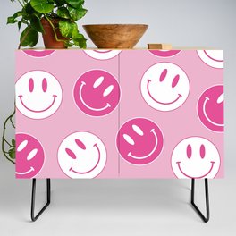 Large Pink and White Smiley Face - Preppy Aesthetic Decor Credenza
