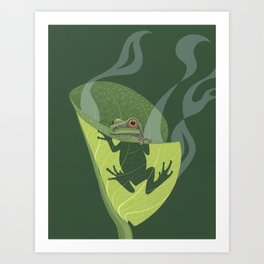 Pacific Tree Frog in Skunk Cabbage Art Print