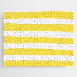 Uneven Stripes - Lemon Yellow and White Jigsaw Puzzle