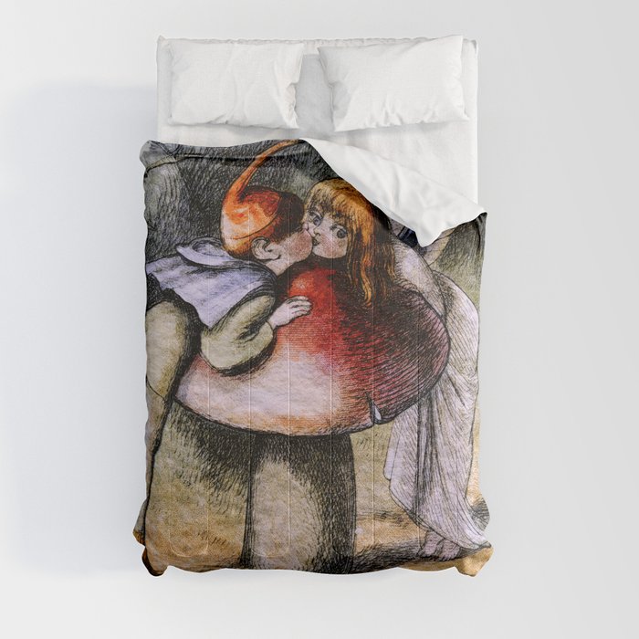 Elf and Fairy Kissing on a Mushroom  Comforter