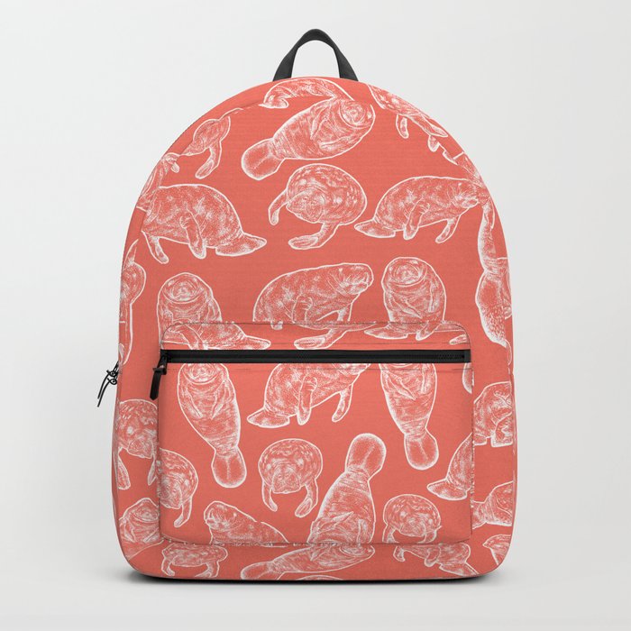 Manatee Print - Coral Backpack