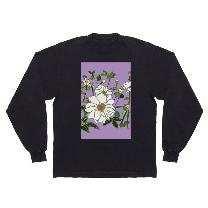 The white flowers on paster purple Long Sleeve T Shirt