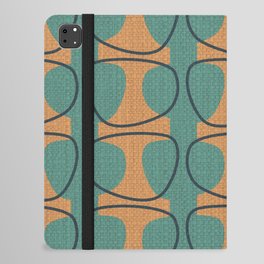Mid Century Modern Abstract Ovals in Charcoal, Teal and Orange iPad Folio Case