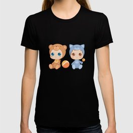 Babies in Cat and Bear Jumpsuits T Shirt