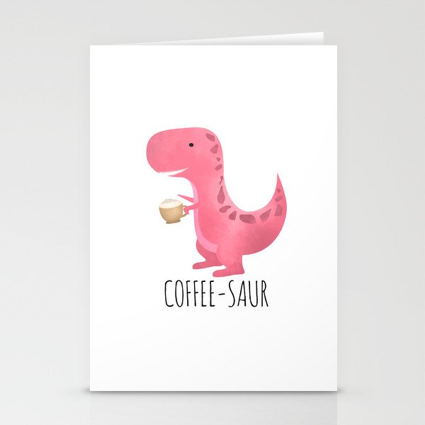 Coffee-saur | Pink Stationery Cards