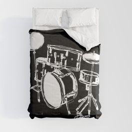 Drum Kit Rock Black White Comforter