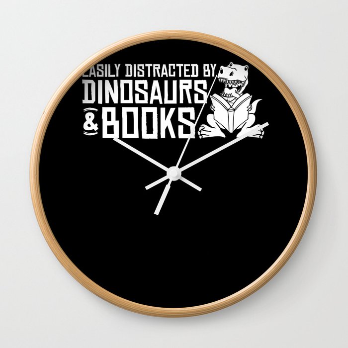 Dinosaur Book Reading Rex Read Funny Reader Wall Clock