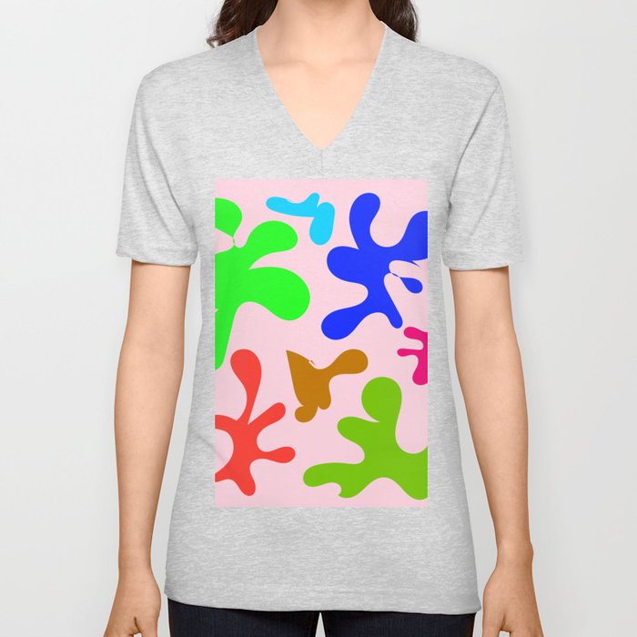 2 Henri Matisse Inspired 220527 Abstract Shapes Organic Valourine Original V Neck T Shirt