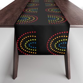 Minimal Polka Dot Rainbow Pattern (black) Table Runner