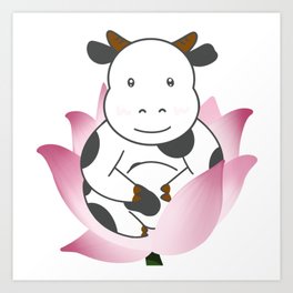 Meditating Cow in Peace Art Print