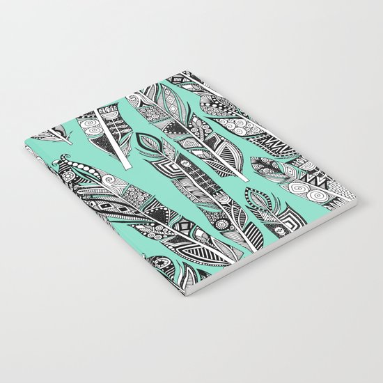 geo feathers mint Notebook