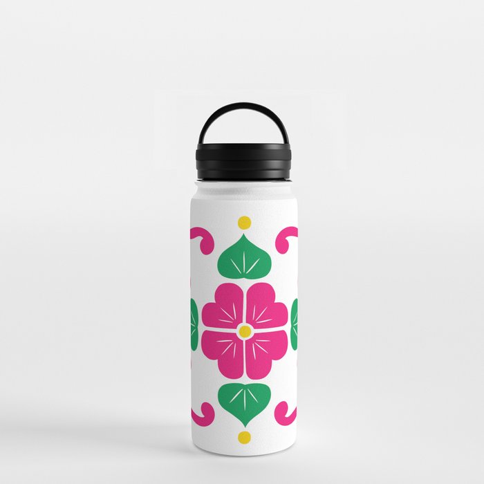 Pink 1, Framed Talavera Flower Water Bottle