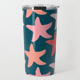 Patriotic Starfish Pattern on Navy Blue Travel Mug