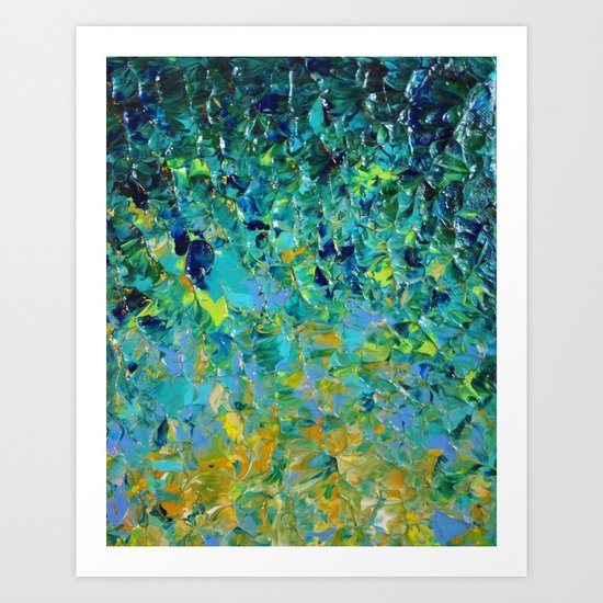 BEAUTY BENEATH THE SURFACE - Stunning Ocean River Water Nature Green Blue Teal Yellow Aqua Abstract Art Print