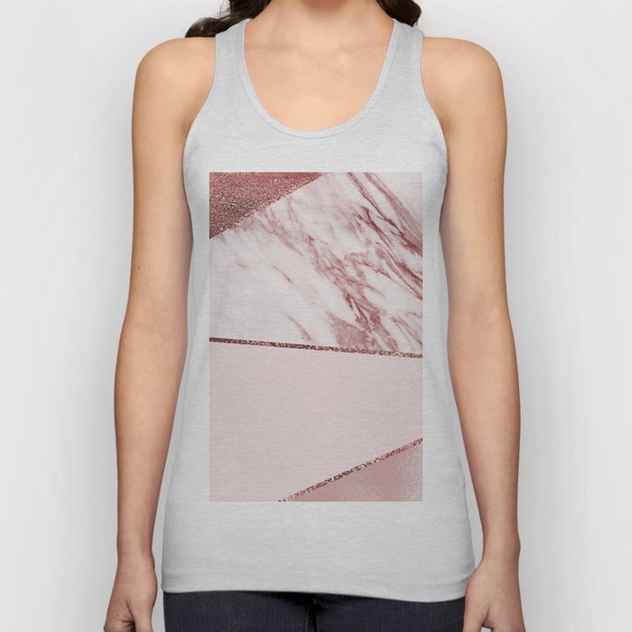 Spliced mixed pinks rose gold marble Tank Top